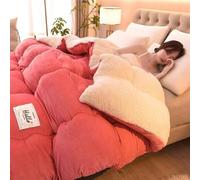 GXLBDK Ultra Warm Faux Lamb Wool Quilt Blanket, Premium Plush Lamb Fleece Comforter, Double Sided Cozy Velvet Duvet for Cold Weather, Thick Fluffy Bedding,Pink,200x230cm/3kg