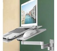 GXLDIANPU Laptop Holder with Mouse Tray, Full Motion Articulating Notebook Tray, Adjustable Arm, Vented Cooling Platform, Weight Capacity 8KG for Office, Workstation