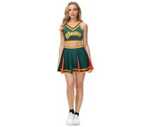 GXMDSGZ Cheerleader Costume for Women Dark Green Clovers Printed Cheerleader Uniform Cheerleading Outfits Fancy Ball Dress Tank Top Mini Skirt for Girls(L)