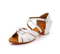GXMDSGZ Children Dance Shoes For Girls Women Ballroom Latin Modern Tango Dancing Salsa Sandals(White,38 (24cm))