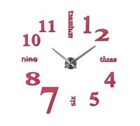 GXMDSGZ Mirror Wall Clock 3d Big Quartz Watch Clocks Living Room Home Decoration Stickers(Pink,37inch)