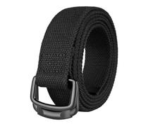 GXMDSGZ Plus Size 100-190cm Big&Tall Mens Double Ring Buckle Cotton Canvas Cloth Fabric Belts Web Black Waist Jeans(190cm for W64-67,Black 26)