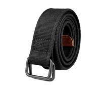GXMDSGZ Plus Size 100-190cm Big&Tall Mens Double Ring Buckle Cotton Canvas Cloth Fabric Belts Web Black Waist Jeans(190cm for W64-67,Black 23)