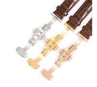 GXMDSGZ Unisex Watch Strap Butterfly Buckle Leather Belt Replacement Band Compatible With Various Models Versatile Chain Accessory(Black rosegold,24.0mm)