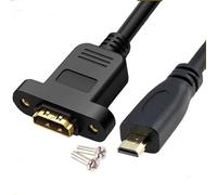 GXMRHWY Panel Mount HDMI Female to Micro Male HDMI Gold-Plated Interface Digital Cameras Extension Cable Fully Shielded with Fixed Screw Hole 30CM