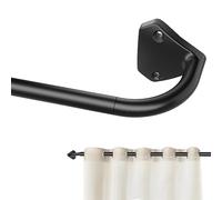 GXOACKJ Black Curtain Rods for Windows 48 to 84 inch, 5/8 inch Adjustable Wrap Around Blackout Curtain Rods for Bedroom & Outdoor