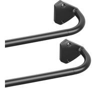 GXOACKJ Black Wrap Around Curtain Rods for Windows 48 to 84 inch,2 Pack 5/8 inch Industrial Telescoping Curtain Rod, Blackout Curtain Rods for Bedroom & Outdoor, Adjustable from 30 to 88 Inches