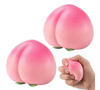 GxouQcn 2PCS Peach Squeeze Fidget, Stress Relief Sensory Tools for Office Workers and Students, Slow Rising Squeeze for Focus and Relaxation, Peach Stress Balls