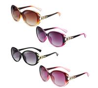 GxouQcn 4 Pcs Sun Glasses for Women, Vintage Fashion Ladies Sunglasses with Fox Head Mirror Temples, Outdoor Sports Protection and Daily Commuting, Large Frame Retro Sunglasses in Four Colours
