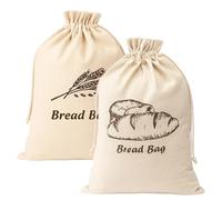 GxouQcn Bread Bag, 2PCS Reusable Cotton Drawstring Bread Bags for Homemade Breads, Breads Storage Bags to Keep Fresh, Storage Sacks, Kitchen Storage Accessories for Fresh