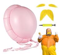 GxouQcn Yellow Moustache and Eyebrows, World Book Day Costumes Adults, 3 Pcs Carnival Costumes Included Yellow Fake Moustache and Eyebrows Inflatable Belly for Carnival, Fancy Dress, Christmas Party
