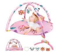 Gxpjycfob Baby Play Mat, Light Baby Gym Piano Playmat with Light Up Piano, Light Baby Gym Playmat for Newborn Baby, Playmats & Floor Gyms for Babies with Piano, Music, Animal Rattles