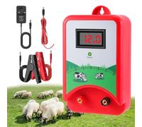 Gxpjycfob Electric Fence Energiser for Horses, Electric Fence Energiser Posts 12v with LED Display, 1.5 Joule Output, 10km Range, Weatherproof Fencing Energizer for Horses, Pet and Animals