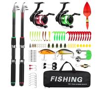 Gxpjycfob Kids Fishing Rod Starter Set of 2, Telescopic Fishing Pole and Spinning Reel Combo with Line, Lures Kits & Accessories with Carry Bag for Beginners, Saltwater, Freshwater, 1.8M/5.91FT