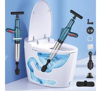 Gxpjycfob Toilet Plunger with 4 Replaceable Heads, High Pressure Drain Unblocker with Flexible Seal for Fast Toilet Sink Bathtub and Floor Clog Removal