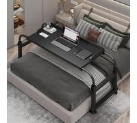 GXQFC Overbed Table with 4 Wheels, Over Bed Desk Height Adjustable 65-95cm Rolling Medical Table Overbed Table Computer Workstation Overbed Table for Twin/Full/Queen/King Size Bed Frame(Color:Black)