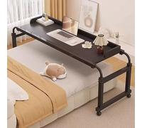 GXQFC Overbed Table with Extendable Top, Mobile Laptop Desk Adjustable Height 65-95CM & Length 115-210CM Mobile Over The Bed and Recliner Table for Work Gaming Breakfast Applying Makeup(Color:Black)