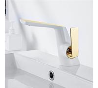 GXRQLHYZ Basin Faucet Black/Silver Modern Brass Mixer Tap Bathroom Crane Sink Cold Hot Water Taps смеситель для ванной(White-gold)