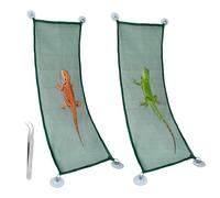 Gxsdj 2 Pack Bearded Dragon Hammock, Breathable Mesh Reptile Hammock Collapsible Reptile Climbing Lounger Lizard Hammocks Bearded Dragon Tank Accessories for Gecko Chameleon Snakes Axolotls (Green)