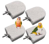 Gxsdj 4PCS Bird Beak Grinding Stone,Bird Parrot Perch Pumice Ledge Lava Ledge Foot Claws Trimmer Parrot Chewing Toys & Parakeet Perch Climbing Stand for Budgie Cockatiel Conure Lovebird Finch