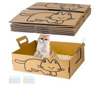 GXSDJ 6 Pack Disposable Litter Boxes for Cats, Recycled Disposable Litter Box with Cat Litter Bags,Foldable, Leakproof Travel Litter Tray (16.5'' x 13'' x 5.9'')