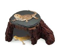 GXSDJ Bearded Dragon Basking Platform,Reptile Hide Cave with Heat Storage Slate Stone,Leopard Gecko Basking Rock Climing Decor for Turtle,Ball Pythons,Lizard,Snake, 11×7×3.5 inch