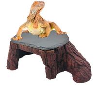 GXSDJ Bearded Dragon Basking Platform,Reptile Hide Cave with Heat Storage Slate Stone,Leopard Gecko Basking Rock Climing Decor for Turtle,Ball Pythons,Lizard,Snake,7.9×4.7×2.2 inch
