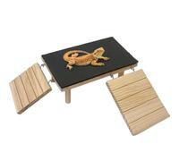Gxsdj Bearded Dragon Basking Platform with Climbing Ramp,Leopard Gecko Basking Platform with Slate Stone,Reptile Basking Rock Hide Cave Climibng Accessories for Turtle,Snake,Lizard(15.7×7.9×4.7IN)