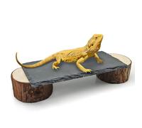 GXSDJ Bearded Dragon Basking Platform with Wooden Pile,Reptiles Hideout Cave,Turtle Basking Rock,Terrarium Habitat Decor Tank Accessories for Tortoise Lizards Snakes Chameleon Style A