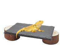GXSDJ Bearded Dragon Basking Platform with Wooden Pile,Reptiles Hideout Cave,Turtle Basking Rock,Terrarium Habitat Decor Tank Accessories for Tortoise Lizards Snakes Chameleon Style A