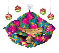 Gxsdj Bearded Dragon Hammock Lounger with Suction Cups Bells,Double-Layer Reptile Hammock, Soft Hanging Lizard Bed Climbing Toys Swing Tank Accessories for Lizard Gecko Chameleon Snake (Red)