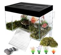 Gxsdj Hanging Turtle Basking Platform, 9.8x6.3x6.3'' Adjustable Aquatic Turtles Ramp Dock,Acrylic Topper Platform Tank Accessories for Baby Turtles,Red Eared Slider(Medium)