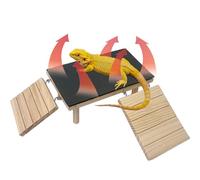 GXSDJ Wooden Bearded Dragon Basking Platform with Heat Storage Slate Stone, Reptile Basking Platform with Climbing Ramp, Bearded Dragon Hideout for Geckos, Snakes, Leopard, Lizards, Turtles (Small)