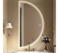 GXSDYYDS Bathroom Mirror with LED Lights, 120x60cm, Half Moon Wall Mounted Vanity Mirror with Touch Control, Anti-Fog, 3 Colour Dimmable, Memory, HD Tempered Glass, IP66 Waterproof