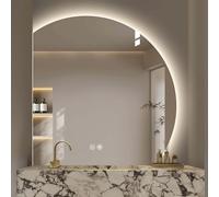 GXSDYYDS LED Mirror Bathroom 100×100cm, Asymmetrical LED Vanity Mirror Wall Mounted, Smart Illuminated Light Up Mirror with Anti-fog, Dimmable, 3 Colors, Memory, Backlit, IP44 (A, 100 * 100CM)