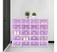GXSFLG 20pcs Clear Shoe Boxes, Plastic Stackable Shoe Box, Large Visible Organizer Containers with Lids, Foldable Fit up Shoe Organiser, Dust Proof, for Shoes, File, Dress, Toys Storage, 23x33x14cm