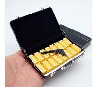 Gxsterd 1/12 Dollhouse Miniature Luggage with 16PCS Miniature Gold Bars 1PC Miniatures Silencer Gun for Dollhouse Decoration Accessories