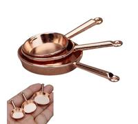 Gxsterd 1/12 Miniatures Frying Pans 3PCS Dollhouse Kitchen Cookware Mini Metal Skillet Kitchenware for Dollhouse Kitchen Decoration