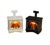 Gxsterd 2PCS Dollhouse Fireplace with Led Light Up Flame 1/12 Miniature Fireplace Battery Operated Vintage Dollhouse Furniture Accessories,White,Black