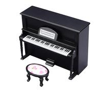 Gxsterd Miniature Piano with Stool 1/12 Dollhouse Piano Model with Chair Miniature Musical Instrument Doll House Room Decoration Furniture (Black)