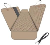 GXT Dog Back Seat Cover for Car SUV and Truck with Mesh Windows, Scratch and Water Resistant Material, Upgraded Version, Deep Khaki (with Dog Leash)