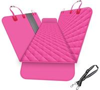 GXT Dog Back Seat Cover for Car SUV and Truck with Mesh Windows, Scratch Resistant and Water Resistant Material, Upgraded Version, Pink (with Dog Leash)