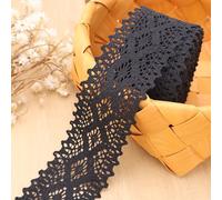GXTIZAS Lace Trim Cotton Lace Trim Eyelet Lace Ribbon Crochet Sewing Lace for Junk Journal Supplies Crafts Supply(Black)