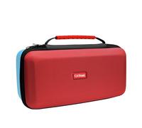 GXTrust 1252RB XL Case for Nintendo Switch 2, Anti-Scratch Protective Hardcase with Shockproof Design, Carry Handle, Switch Case with Pockets for Accessories, 4 Joy-Cons and 12 Games, Red / Blue