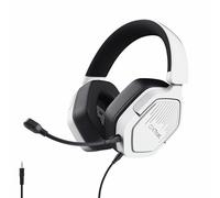 GXTrust 1492W Ravox Gaming Headset for PS5 PS4 Switch PC Mobile, 3.5mm Audio Jack, 50mm Drivers, Padded Headband, Tilting Earcups, Detachable Mic, Over Ear Wired Headphones with Microphone, White