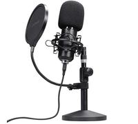 GXTrust 269 Emita II Microphone with Table Stand, Streaming Studio USB Mic Including Shock Mount and Desk Stand, with Pop and Wind Filter for PC, Laptop, Gaming, ASMR, Podcast, Youtube, Black