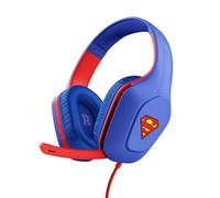 GXTrust 415SM Zirox Superman Licensed Gaming Headset for PC Xbox PS4 PS5 Switch Mobile, 3.5mm Jack, 50mm Drivers, 1.2m Cable, Foldaway Microphone, Lightweight Over-Ear Wired Headphones, Blue/Red