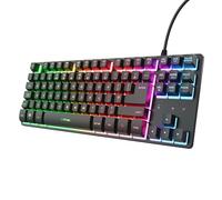 GXTrust 833 Thado TKL Gaming Keyboard UK Layout, Compact Tenkeyless Design (80 Percent), Multicolour LED Lighting, Anti-Ghosting, 1.8m USB Cable, Membrane Wired Keyboard PC Mac Laptop, Black