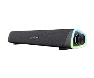 GXTrust Axon RGB Illuminated Soundbar 12W, USB Powered, 3.5mm AUX, Black | PC Speaker for Computer Laptop Smartphone Tablet TV