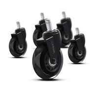 GXTrust Gel Chair Wheels 11mm Set of 5, Universal Fit for Gaming Office Computer Chair, Castor Wheels Replacement, Smooth and Silent, Quiet Rolling, Floor-Friendly, Black